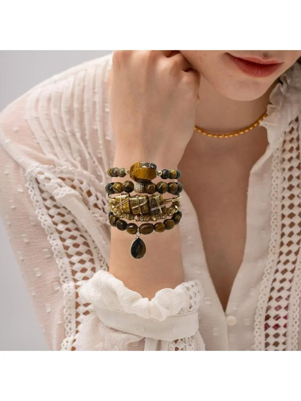 Boho Multilayer Beaded Bracelets Set for Women - Handmade Stone Stackable